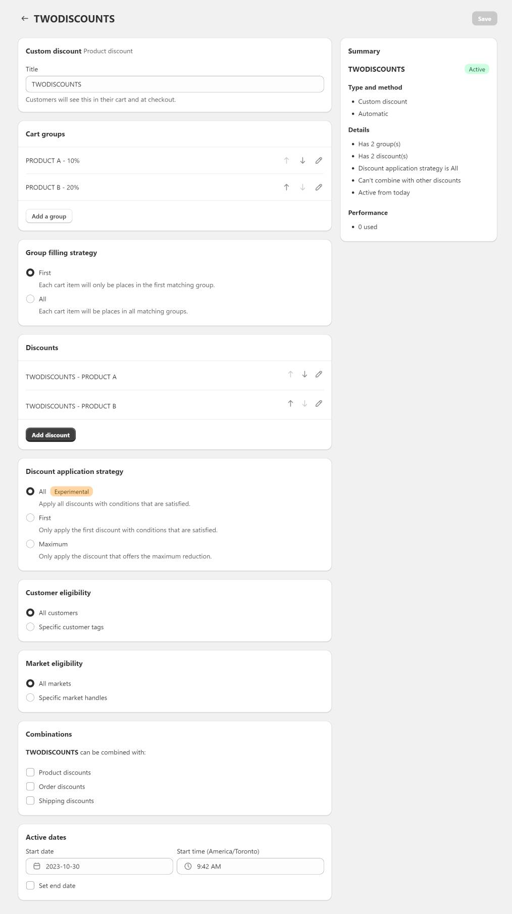Custom discount configuration in Discount Kit