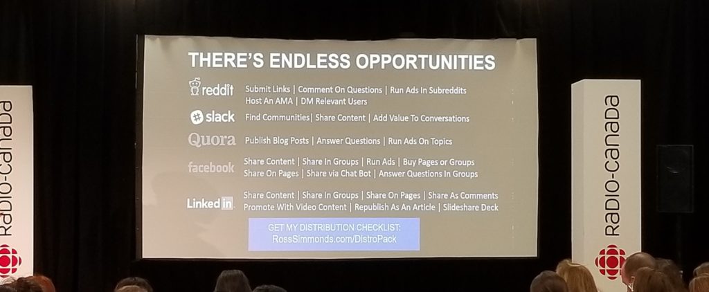 Examples of distribution platforms presented at Web à Québec 2019